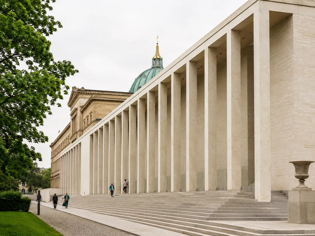 Die James-Simon-Galerie an der Bodestra&szlig;e, der Eingang zum Neuen Museum