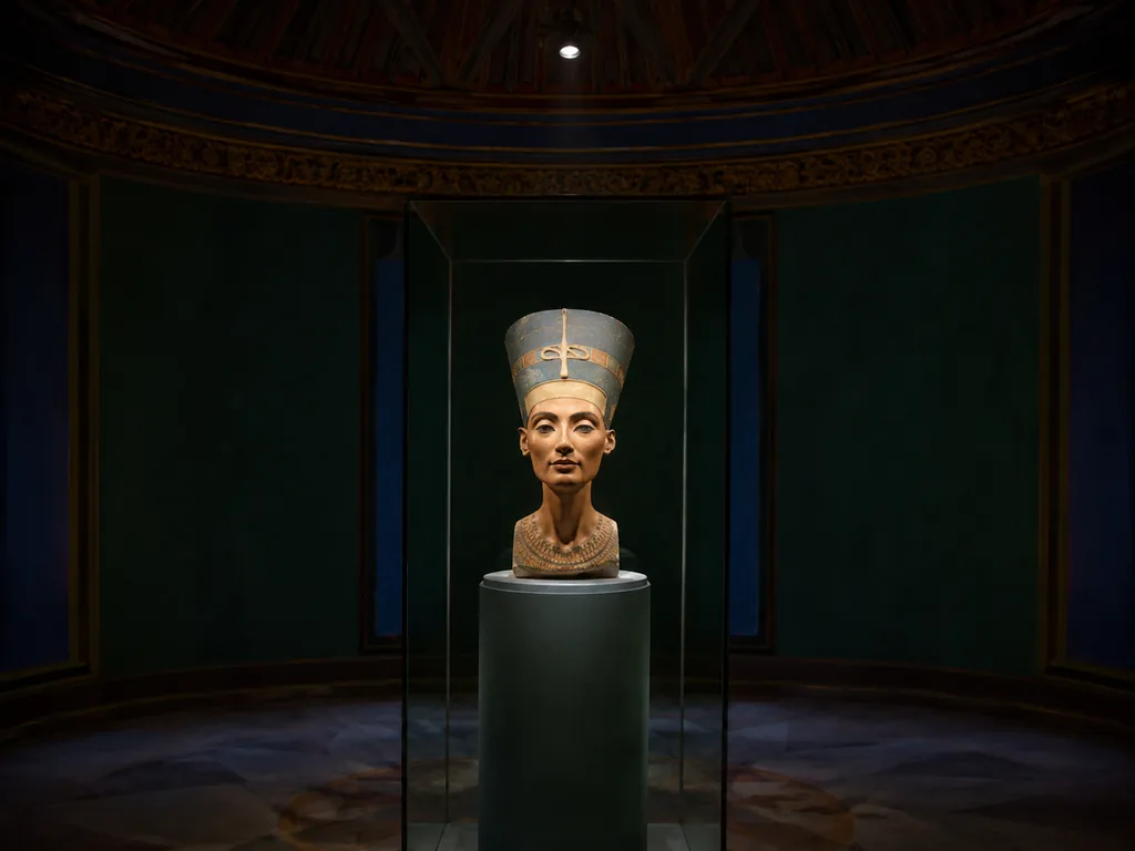 Die B&uuml;ste der Nofretete im Nordkuppelsaal des Neuen Museums